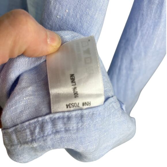 Orvis Button Down Shirt Mens Medium Baby BlueSummer Relaxed Linen Classic Fit - Picture 8 of 10